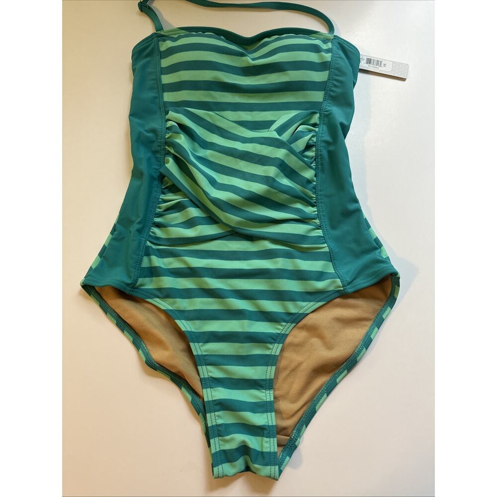 NWT DownEast Hampton Swim Stripe Cockaloo 1pc Swimsuit Sz XS Green Swim Beach - Picture 11 of 12